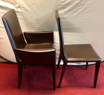 Ten Frag Italian Leather Dining Chairs Marchio Collection by Design Within Reach