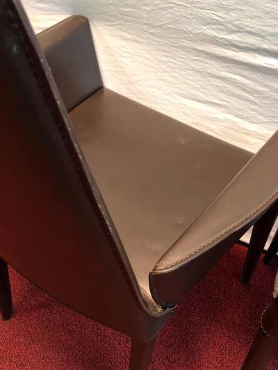 Ten Frag Italian Leather Dining Chairs Marchio Collection by Design Within Reach