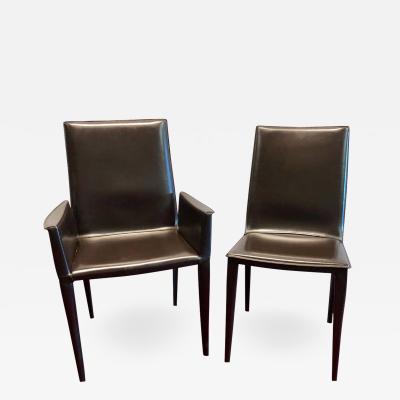 Ten Frag Italian Leather Dining Chairs Marchio Collection by Design Within Reach