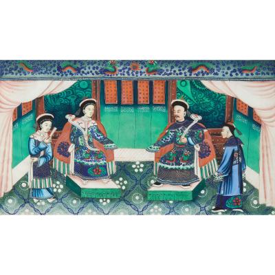 Ten framed 19th century Chinese pith paintings of courtly entertainment