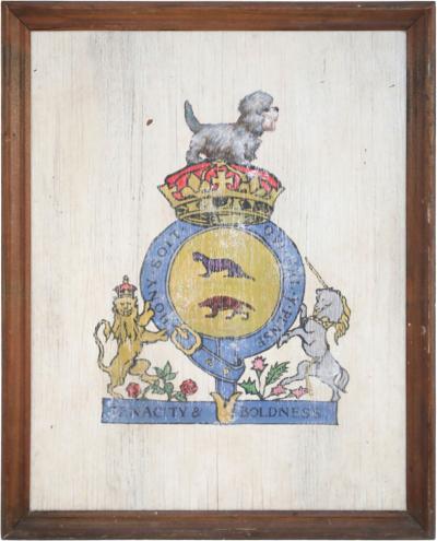 Tenacity Boldness Painted Coat of Arms on Wood