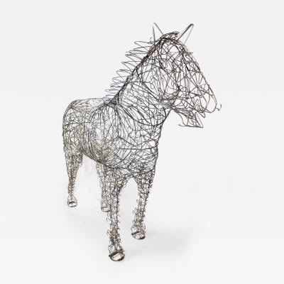 Terence Gower Massive Horse Sculpture Crafted From 1000 Chrome Coat Hangers for Barneys NY