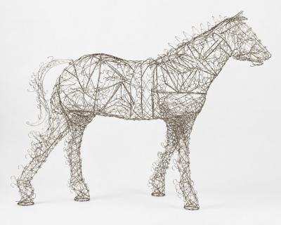 Terence Gower Massive Horse Sculpture Crafted From 1000 Chrome Coat Hangers for Barneys NY