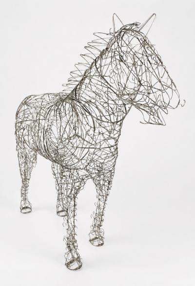 Terence Gower Massive Horse Sculpture Crafted From 1000 Chrome Coat Hangers for Barneys NY