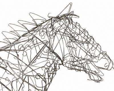 Terence Gower Massive Horse Sculpture Crafted From 1000 Chrome Coat Hangers for Barneys NY