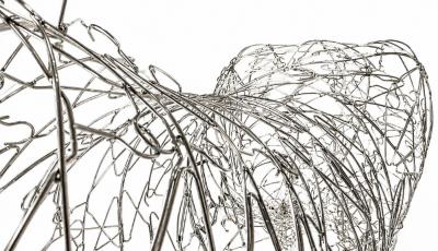 Terence Gower Massive Horse Sculpture Crafted From 1000 Chrome Coat Hangers for Barneys NY