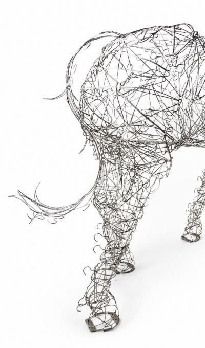 Terence Gower Massive Horse Sculpture Crafted From 1000 Chrome Coat Hangers for Barneys NY