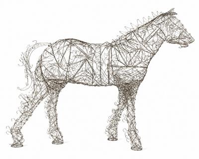 Terence Gower Massive Horse Sculpture Crafted From 1000 Chrome Coat Hangers for Barneys NY