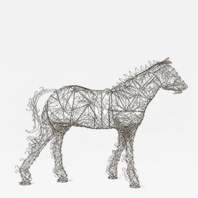 Terence Gower Massive Horse Sculpture Crafted From 1000 Chrome Coat Hangers for Barneys NY
