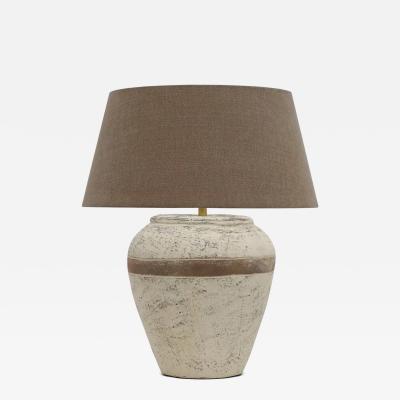 Terra Cotta Table Lamp with Brown Stripe