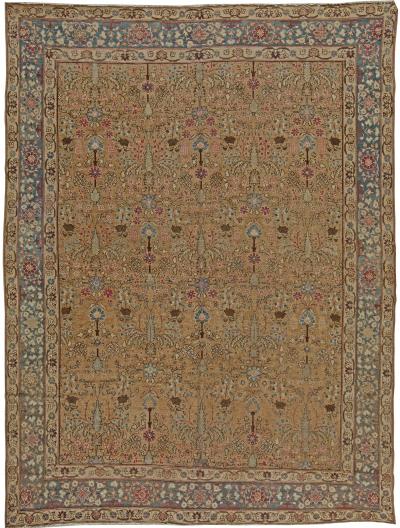 Terracotta Antique Persian Tabriz Rug