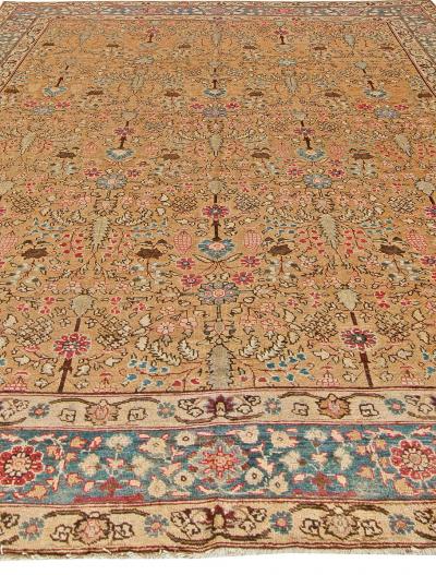 Terracotta Antique Persian Tabriz Rug