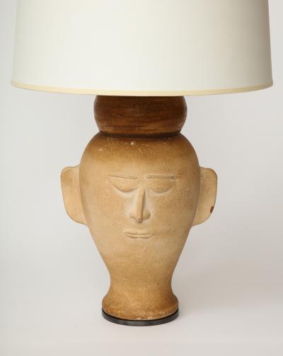 Terracotta Bust Table Lamp with Darkened Metal Base 20th C 