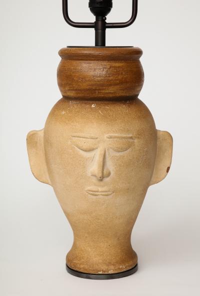 Terracotta Bust Table Lamp with Darkened Metal Base 20th C 