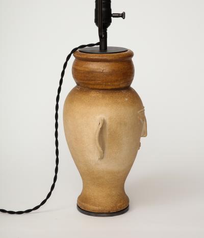 Terracotta Bust Table Lamp with Darkened Metal Base 20th C 
