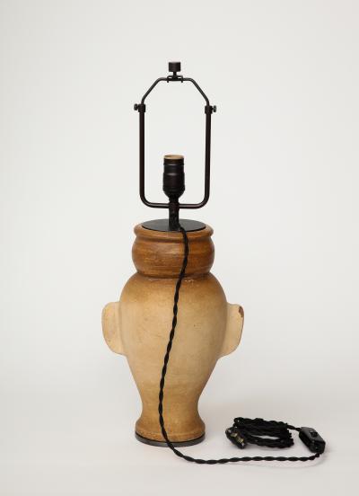 Terracotta Bust Table Lamp with Darkened Metal Base 20th C 
