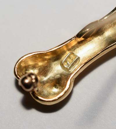 Terrier Dog Bone Gold Enamel Brooch