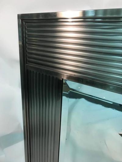 Terrific Modernistic Chrome Wall Mirror with Fluted Frame