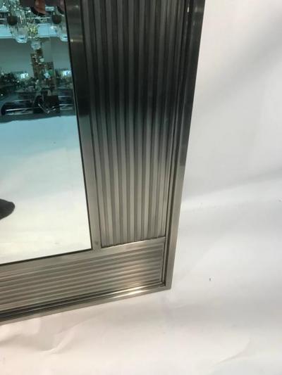 Terrific Modernistic Chrome Wall Mirror with Fluted Frame