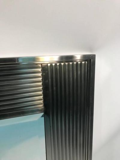 Terrific Modernistic Chrome Wall Mirror with Fluted Frame
