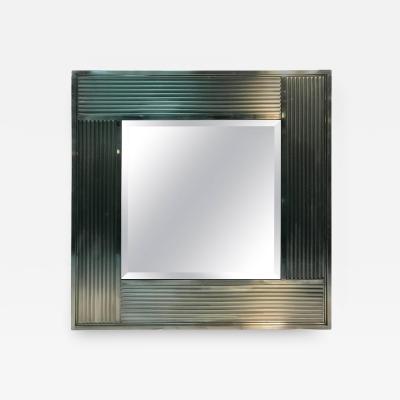 Terrific Modernistic Chrome Wall Mirror with Fluted Frame