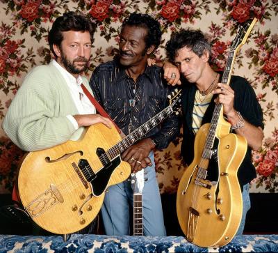 Terry O Neill Eric Clapton Chuck Berry and Keith Richards in LA