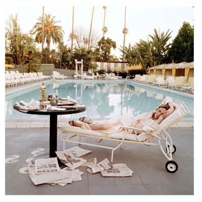 Terry O Neill Faye Dunaway at the Pool Lying Down