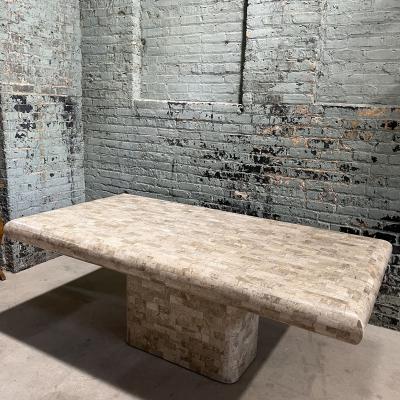 Tessellated Stone Bullnose Edge Pedestal Dining Table by Maitland Smith 1980