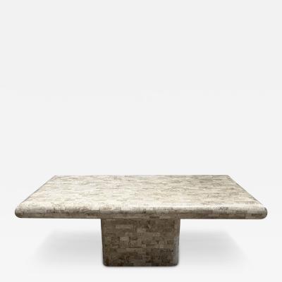 Tessellated Stone Bullnose Edge Pedestal Dining Table by Maitland Smith 1980