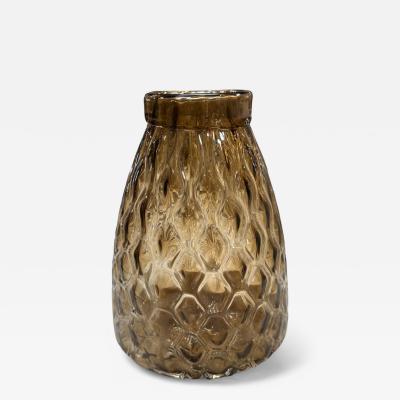 Textured Amber Glass Vase