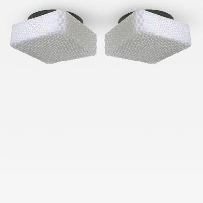 Textured Square Milk Glass Flush Mounts