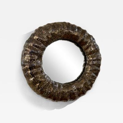 Textured raft shaped mirror black chrome metallic glaze Made By Aram C 