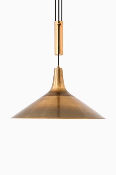 Th Valentiner Scandinavian Modern Ceiling Lamp in Brass by Thomas Valentiner 1960s