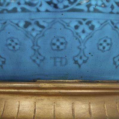 Th odore Deck Pair of gilt bronze mounted faience lamps by Deck