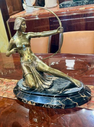 Th ophile Fran ois Somme Theophile Somme Large Art Deco Bronze Diana Huntress French