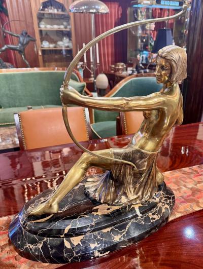 Th ophile Fran ois Somme Theophile Somme Large Art Deco Bronze Diana Huntress French