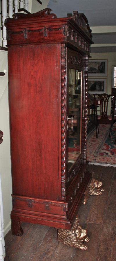 Thai Lion Sentry Mirrored Cabinet