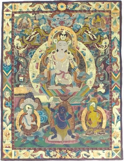 Thanka Artwork Hand Made in Nepal Rug 3 x 3 x 4 x 4 
