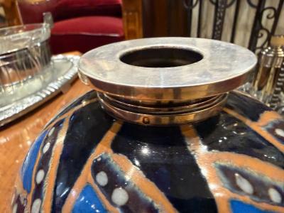 Tharaud Limoges Art Deco Enamel Vase by Tharaud Limoges France