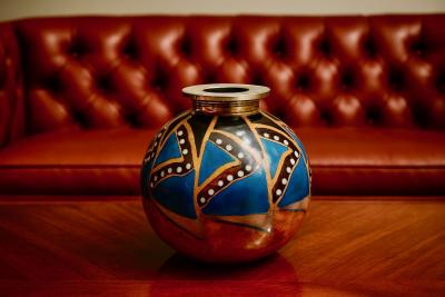 Tharaud Limoges Art Deco Enamel Vase by Tharaud Limoges France