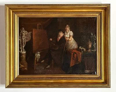 The Artist in his Studio Oil on Canvas Italian School circa 1810