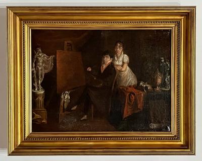 The Artist in his Studio Oil on Canvas Italian School circa 1810