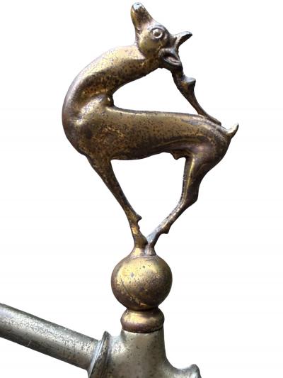 The Crest Company Crest Lighting Co ART DECO BRONZE BLACK MARBLE FLOOR LAMP WITH BRONZE DEER FINIAL BY CREST