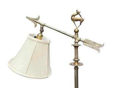 The Crest Company Crest Lighting Co ART DECO BRONZE BLACK MARBLE FLOOR LAMP WITH BRONZE DEER FINIAL BY CREST