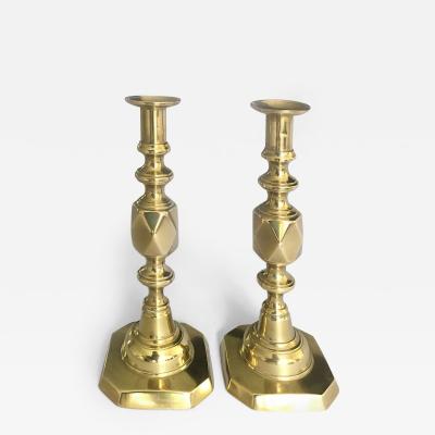 The King of Diamonds Brass Candlesticks a Pair