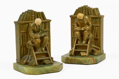 The Librarian or Scholar on Library Steps Bookends