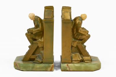 The Librarian or Scholar on Library Steps Bookends