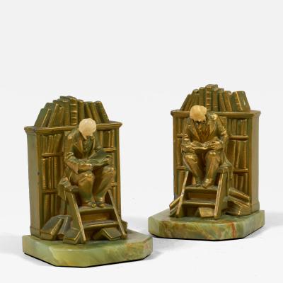 The Librarian or Scholar on Library Steps Bookends