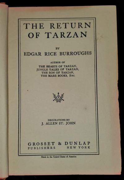 The Return of Tarzan First Edition
