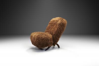 Theo Ruth Congo Lounge Chair in Mongolian Shearling by Theo Ruth The Netherlands 1950s
